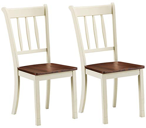 Giantex Wood Dining Chairs Set of 2, Armless Kitchen Chairs w/Solid Rubber Wood Frame, Easy to Assemble Dining Side Chair, Farmhouse Dining Room Chairs