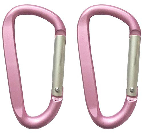 Large Carabiners Keychain 3 Aluminum D Shape Premium Durable D-Ring Carabiner Clip Hook Camping Accessories Snap Link Key Chain Durable Improved Design (2pcs Pink)