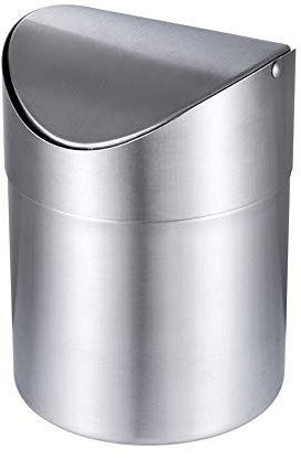 QualityHome Poubelle de bureau en acier inoxydable Mini conteneur de rangement Cuisine Maquillage Salle de bain Chambre à coucher Table de comptoir Poubelle