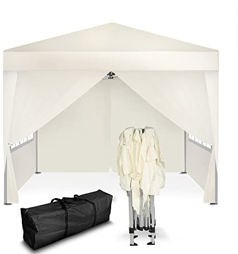 Kronenburg Faltpavillon wasserdicht Dachmaß 3 x 3 m UV Schutz 50+ Pavillon in Champagner mit 4 Seitenteilen