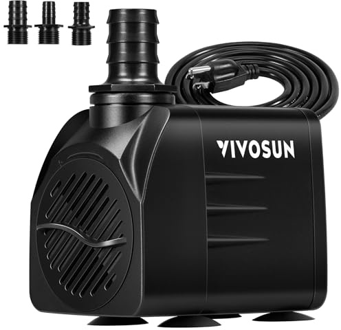 VIVOSUN 660GPH Submersible Water Pump, 2500L/H 35W aquarium pump, Ultra Quiet Fountain Pump with 8.2ft/2.5m High Lift for Fish Tank, Pond, Aquarium, Statuary, Hydroponics