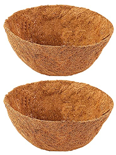 hifrom 2 Stück Kokoseinlage Kokos Ersatzeinlage Hanging Basket Ø20 cm Kokoseinsätze für Blumenampeln, Runde Kokostöpfe Für Naturkorb Garten Blumentopf Hängekörbchen Pflanzgefäßen (Ø20)
