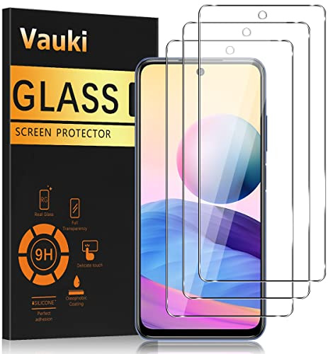 Vauki - Juego de 3 protectores de cristal templado para Xiaomi Redmi Note 10 5G y Poco M3 Pro 5G, película de alta transparencia, dureza 9H, cristal ultra resistente, antiarañazos con alta