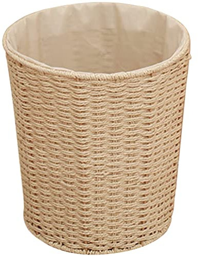 Alipis Papelera De Ratán Cesta De Mimbre Para Residuos Papelera Tejida Cesta De Almacenamiento De Ropa De Granja Rústica Para Sala De Estar Dormitorio Decoración Bohemia Beige