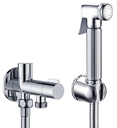 FQYEP Pulverizador De Bidé De Mano,latón,Ducha Bidet Wc,Rociador De Bidé Para Inodoro,Kit Grifo De Bidet Para,Pulverizador De Bidé Para Inodoro,Cerámica,CromoA