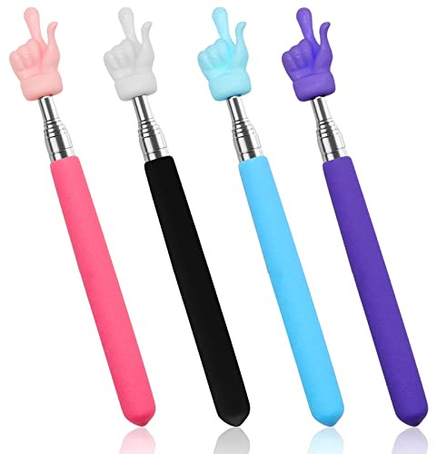 4 Pcs Puntero Telescópico para Profesores, Puntero Retráctil de Aula para Profesores de Escuela Primaria y Jardín de Infancia (Negro Rosa Azul Morado)