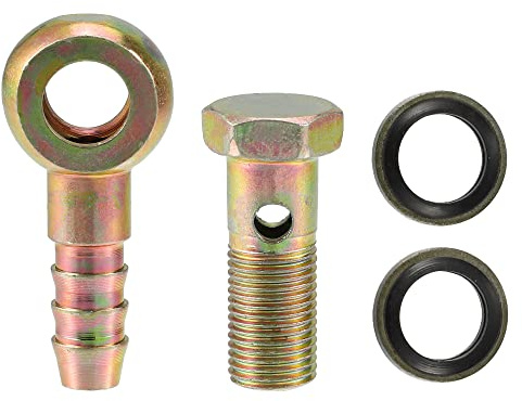 QUARKZMAN M10x1 Banjo Bolzen Mit Kupfer Unterlegscheiben Für Bremsanlage | Innen-/Außendurchmesser 10mm, Schraubengröße 15x28mm, Kugelgelenk 21x45mm, Luft- Und Kraftstoffzufuhr, Motor