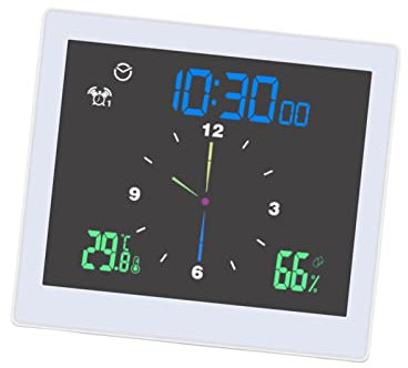 Baoblaze Wecker, Duschuhr, Temperatur- und Luftfeuchtigkeitsanzeige, Badezimmer, Digitaluhr, zum Aufhängen, Wanduhr für die Dusche im Innenbereich, Weiß