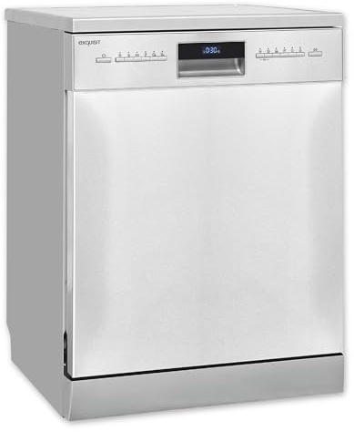 Exquisit GSP9614-030B Standgeschirrspüler, 60 cm kort, 14 Maßgedecke, 6 program, EcoProgramm, Auto Door Open, LED-display, rostfritt stål