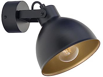 Licht-Erlebnisse Wandspot Schwarz TIVOSTI Innen Gold Metall Industrial E27 bewegliche Wandleuchte Flur Wohnzimmer