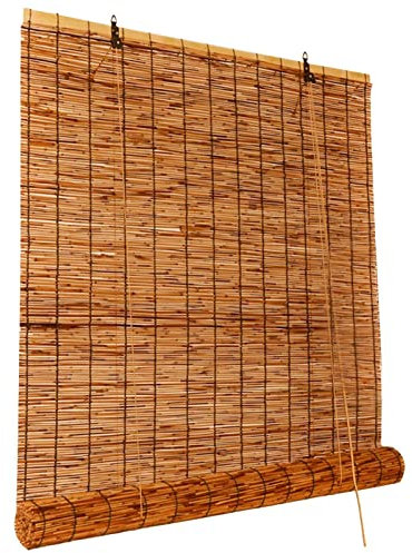 CcacHe Bambusrollo Wetterfest 40-160cm Breite Sichtschutz Fenster Rollo Outdoor Raffrollo Blickdicht Bambus-Rollos Holzrollo Natur Jalousie Mit Aufrollmechanismus, Für Balkon Fenster Gazebo