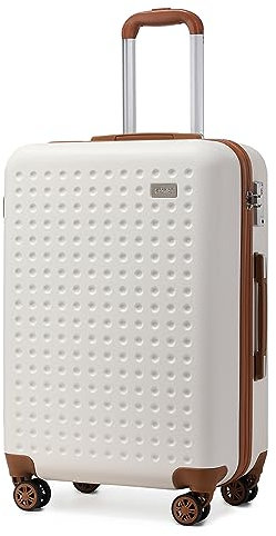 KONO Hartschalenkoffer Reisekoffer Koffer Trolleys 100% ABS Handgepäck Koffer mit 8 Spinnerräder Rollkoffer 57 * 38 * 24cm TSA-Schloss Reisegepäck Weiß