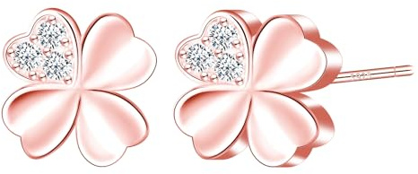 CONILOK Zircon Kleeblatt Ohrringe Silber 925 Stecker Ohrstecker Ohrhänger Damen Schmuck Ohrring Geschenke für Frauen Mädchen Freundin Mutter Geburtstag Hochzeit Weihnachtstag Valentinstag