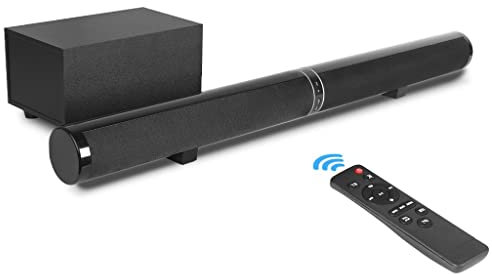 SilteD DLOETT Bluetooth Haut-Parleur Barre de Son avec Caisson de Basses 4 Pouces boîte à Musique pour Home cinéma Support AUX Optique RCA Barre de Son TV