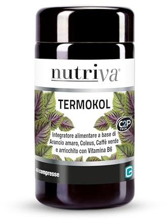 NUTRIVA Termokol Integratore Alimentare con Arancio Amaro, Coleus, Caffè Verde e Vitamina B6, Estratti Vegetali e Nutrienti per il Benessere Energetico e il Supporto Nutrizionale, 40 Compresse Vegan