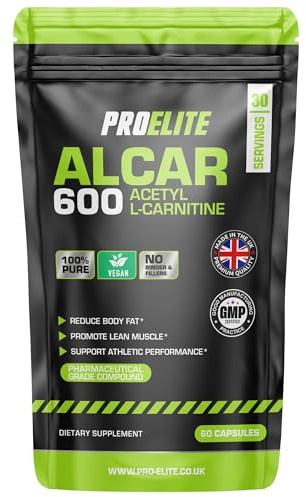 Acetyl L Carnitine Capsules - 1800mg Per Serving | 60 Capsules Vegan Pure Acetyl L-Carnitine Capsule Energy, Weight Loss Support, Fat Burner ALCAR NO Fillers & Binders - Made in UK by PROELITE