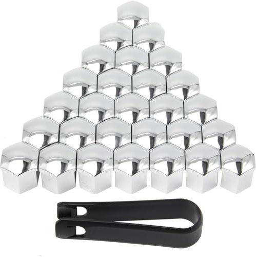 sylbx 20 Stück Radschraubenkappen,Radmutterkappen,Covers Bolt Radkappen,Radmutterkappe,Felgen Muttern Kappen Radmutterabdeckungen Radmutterkappen für Autos 19mm Chrom Radschraubenkappen