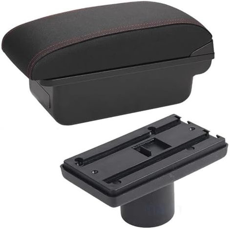 ZUKPHBWYWK Apoyabrazos para Coche Organizador Consola Central para Ibiza para 6j 6L Caja Almacenamiento Contenido con Reposabrazos Y Portavasos con USB(C1 Black Red No USB)