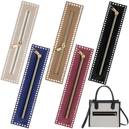 5 Stück PU-Leder Reißverschluss Leder Nähen Reißverschlüsse PU Leder Tasche Reißverschluss Geldbörse Schwarz Handtasche Nähen Reißverschlüsse Rahmen mit Loch Bulk Verschluss für DIY Geldbörse Nähen