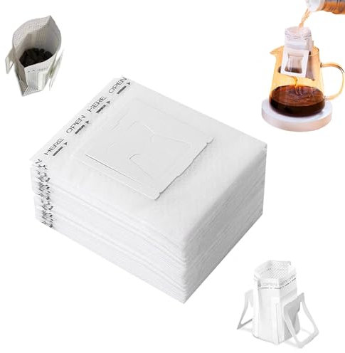 50 Pezzi Filtro Caffè Portatile Sacchetti Filtri Caffè con Orecchie da Appendere Drip Coffee Bag Filter per Viaggi Campeggio Casa Ufficio