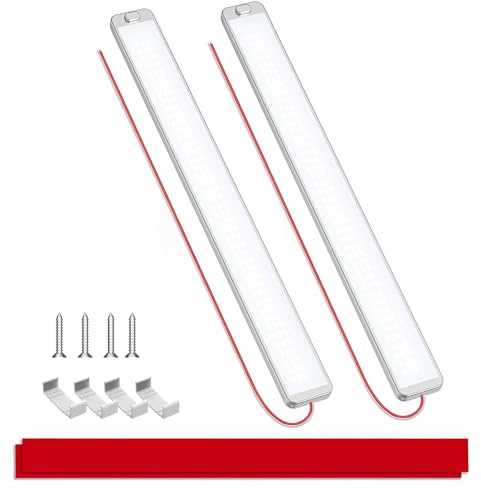 ALLWSLucky 2 Stück 228 LED Leiste 12V 10W, 12 Volt Led Leiste Lampen Wohnmobil, 1000LM 12V Led Lampe Wohnmobil mit Schalter, 6000K Wohnwagen Lampen 12v für Auto Van Caravan Boot Küche LKW, 42cm