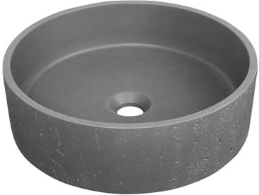 MOB-IN Vasque à poser ronde en béton travertin gris 39cm