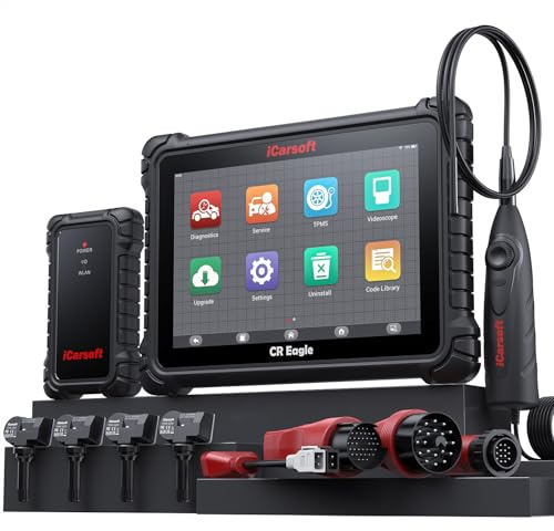 iCarsoft Wireless Bidirectional Diagnostic Tool, CR Eagle ECU Coding & TPMS Programming & Battery Registration, All System 49 Reset,10000+Extra Services OBD2 Scanner with 4 Sensors/Endoscope