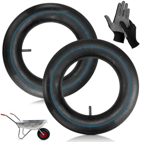 2 Pcs Inner tube 3.50-8 for wheelbarrow wheel with Straight Valve Inflatable Replacement Innertube, Universal Inner Tube for Sack Barrow Hand Trucks Garden Carts Trolley, Wheel Barrow Tyre
