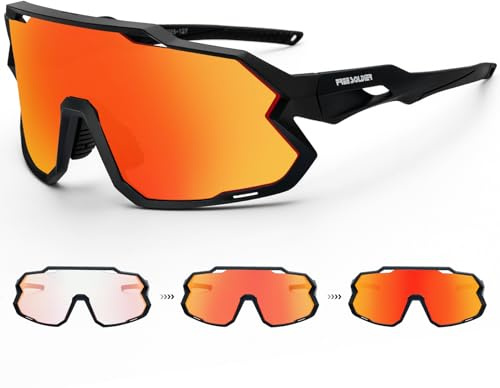 FREE SOLDIER Fahrradbrille Selbsttönend Sonnenbrille Herren Damen Mountainbike Sonnenbrille Sportbrille mit UV400-Schutz für Schnelle Radfahren Laufen Mtb Fahrrad