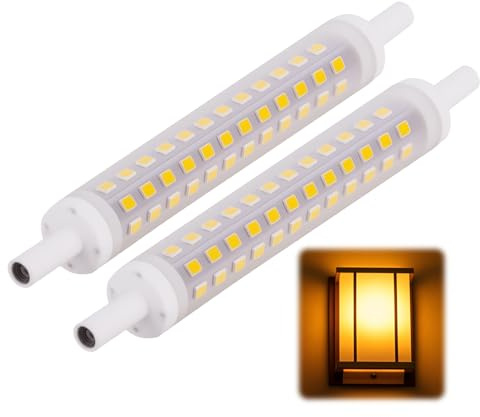 suuosl R7S Led Bulb 118mm Dimmable 9w 3000k J118 Warm White Led Linear Halogen Replacement, 900LM Flicker-Free Dimmable LED Bulbs for Floodlight Security Light Ceiling Lamp [Energy Class A] (2 Pack)
