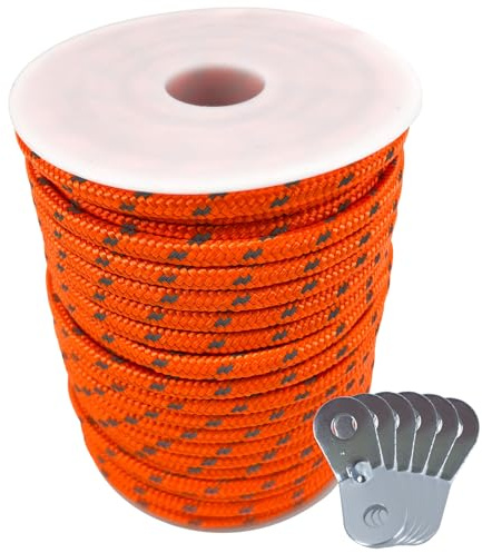 makstore 5mm Nylon Reflektierend Abspannseile mit 6X Spanner - 30m Zeltleine für Camping - Spannschnur - Zeltschnur