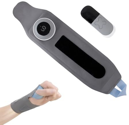 EMS Massaggiatore per Polso, Massaggiatore per Mani Senza Fili con Calore, 6 Modalità 19 Intensità Fasce per Polsi, Supporto per Polso Sinistro/Destro per Tendinite e Sindrome del Tunnel Carpale