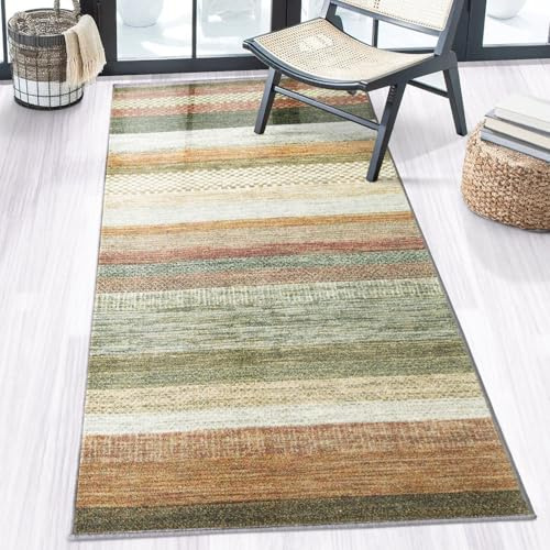 Floordirekt Teppich Läufer für Küche, Flur & Wohnraum - Teppichläufer auf Maß - Meterware - Flurteppich - Küchenläufer - Wohnzimmer Teppich (80 x 250 cm, Naxos - Beige-Rot)
