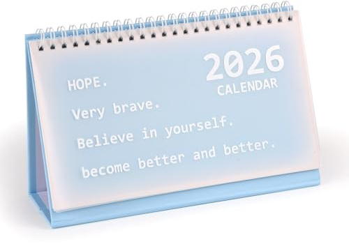 Penitue Kleiner Tischkalender 2025-2026, 18 Monate Juli 2025-Dezember 2026 Mini Stand Klappkalender Tragbar Tischplaner für Zuhause Büro Schule (Blau)