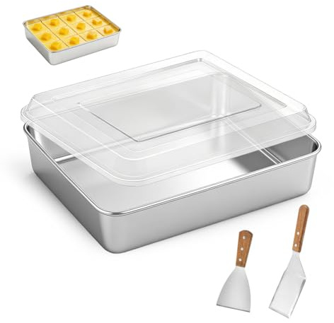 LOMUG Kakform, rostfritt stål bakform med lufttätt lock, 31 x 24 x 5 cm, rektangulär bakplåt