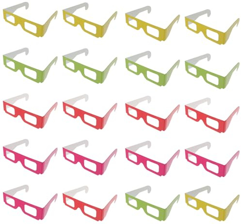 OSALADI Lot de 20 Lunettes 3D en Carton Multicolores Légères et Portables Verres en Pet pour Cinéma et Télévision pour Soirées et Divertissements à Domicile