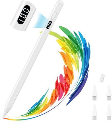 Moko Stylus Für iPad 2018-2026, USB-C Ladestift Mit LED-Anzeige | Neigungserkennung,Handballenerkennung,Für iPad 11/10/9/8/7/6,Air M4/M3/M2/5/4/3,Pro 13/12.9/11,Mini 7/6/5,Schwarz