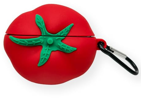 Custodia in Silicone 3D Compatibile con Apple Airpods, AIYAAIYA Kawaii Protettiva Impermeabile Antiurto per Auricolari Wireless Cover di Ricarica con Portachiavi (Tomato Pro 3)