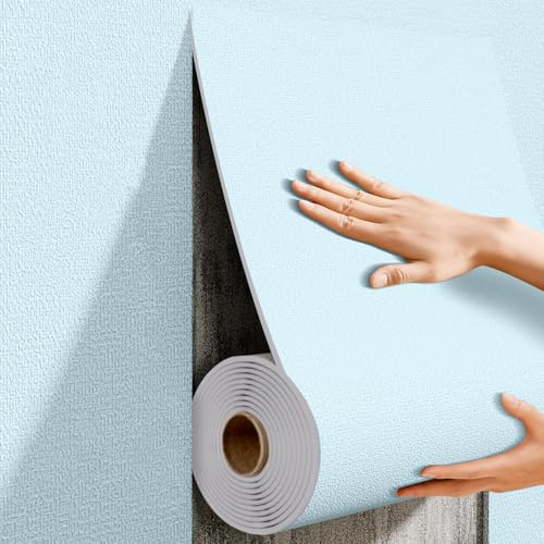 Aeovot Rouleau Isolant Thermique - 5mm Papier Peint Autocollant Anti-Humidité/Imperméable/Réduction du Bruit, Papier Peint Adhesif Coussin Mural Revetement pour Décoration de Maison(Bleu,50cmx10m)