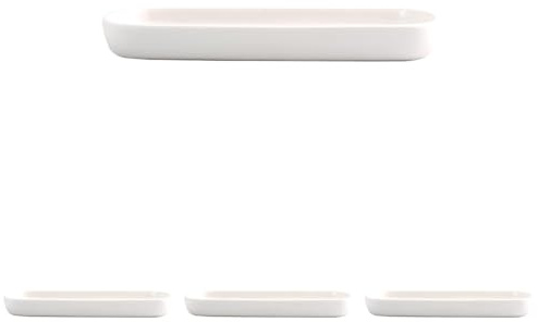 MSV Ablageschale Keramik Bad Organizer Maonie Teller für Obst, Tee, Kosmetik, Schmuck, oval für Waschtisch, Badezimmer, Schränke - matt Weiß (Packung mit 4)