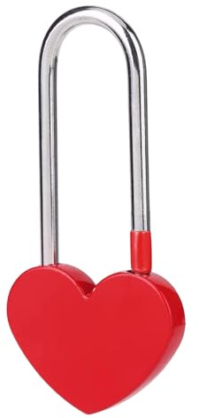Cadenas en Forme de Cœur, Cadenas d'amour Rouge, Cadenas Cœur Célibataire, pour Saint-Valentin, Amoureux, Mariage, Anniversaire, Pont, Voyage(sans Clé)