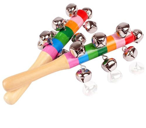 LLTCMYGS Montessori Holz-Klingel-Handglocken Musikinstrumente für Kinder, Frühe Musikinstrumente für Kinder (2 Stück)