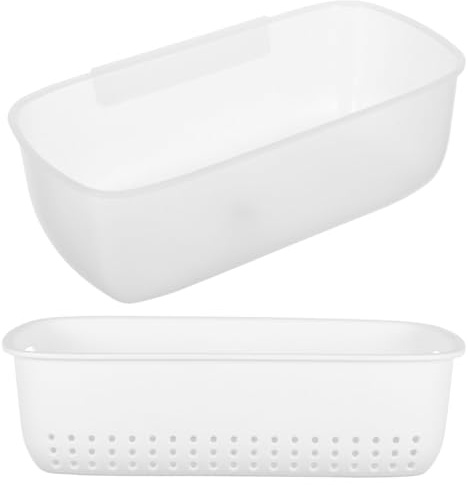 POPETPOP Double Layer Colander Basket Reusable Kitchen Basket with Detachable Strainer Wall Mount Drain for Fruit and Vegetable Washing Sink Draining Storage Holder