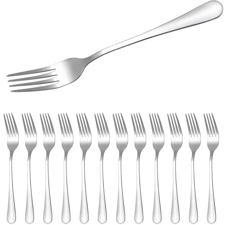 Honoflux 12Pcs Stainless Steel Forks Set,Durable Dinner,Dessert Table Forks | Mirror Polished, Dishwasher Safe for Home & Restaurant (7.4 inches, 18.8cm)