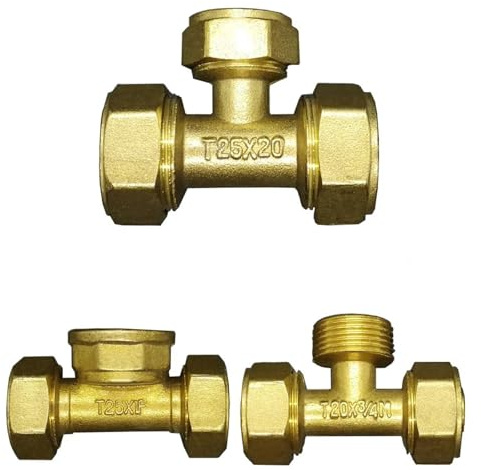 1216 1418 1620 2025 2632 PEX-AL-PEX 1/2 3/4 1 Male Female Brass Tee 3 Wasy Pipe Fitting Connector 1pc(3l4 BSPFx1620)