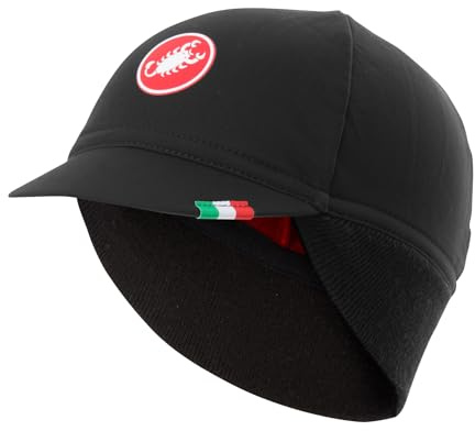 CASTELLI CA5W0 Difesa Thermal cap, Copricapo Ciclismo Unisex – Adulto, Black Red, Taglia Unica