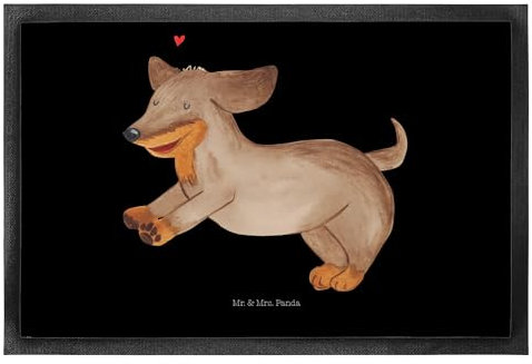 Mr. & Mrs. Panda 60 x 90 cm Fußmatte Hund Dackel - Geschenk, Gummimatte, Gummi Matte, Hundemotiv, Dachshund, Türmatte, Sprüche, Hundebesitzer, Happy