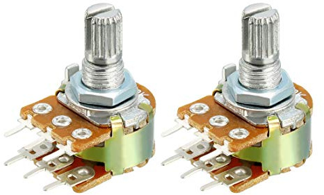 sourcing map WH148 100K Ohmio Resistencias Variables Doble Vuelta Película De Carbón Rotatorio Potenciómetro Cónico 2Pcs