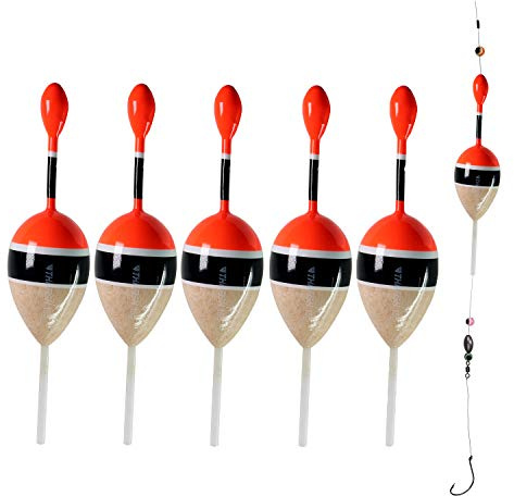 THKFISH Angeln Posen Schwimmer Angelsets Balsaholz Angelposen Slip Posen Set für Barsche und Forellen, Crappie, Zander 5 Stücke