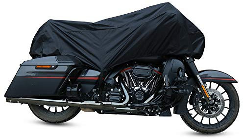sourcing map Motorrad Abdeckplane Outdoor XL Motorradabdeckung Halbe Abdeckung Draussen Wasserdicht Regen Staub UV Schutz Motorradplane Schwarz
